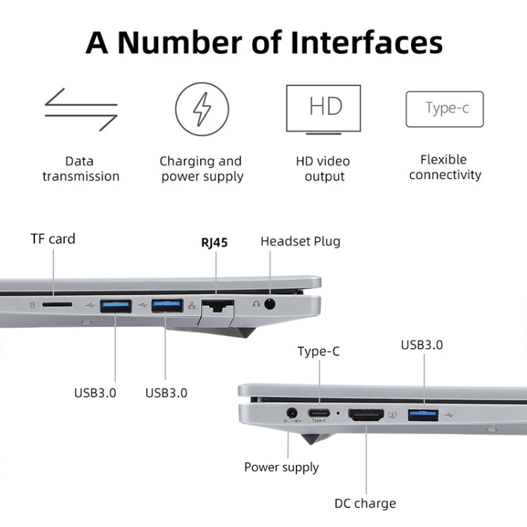 14 inch Windows 11 Laptop, 8GB+1TB, Gen 4th Intel Core i5 CPU, 180 Degree Rotation Axis(Silver) - Others by buy2fix | Online Shopping UK | buy2fix