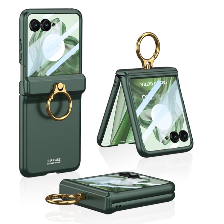 For Motorola Razr 50 Ultra GKK Integrated Magnetic Hinged Flip Case with Ring Holder(Green) - Motorola Cases by GKK | Online Shopping UK | buy2fix