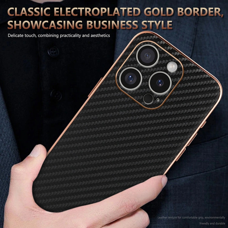 For iPhone 16 Pro Max AZNS Electroplated Edge Carbon Fiber Texture Phone Case(Black) - iPhone 16 Pro Max Cases by AZNS | Online Shopping UK | buy2fix