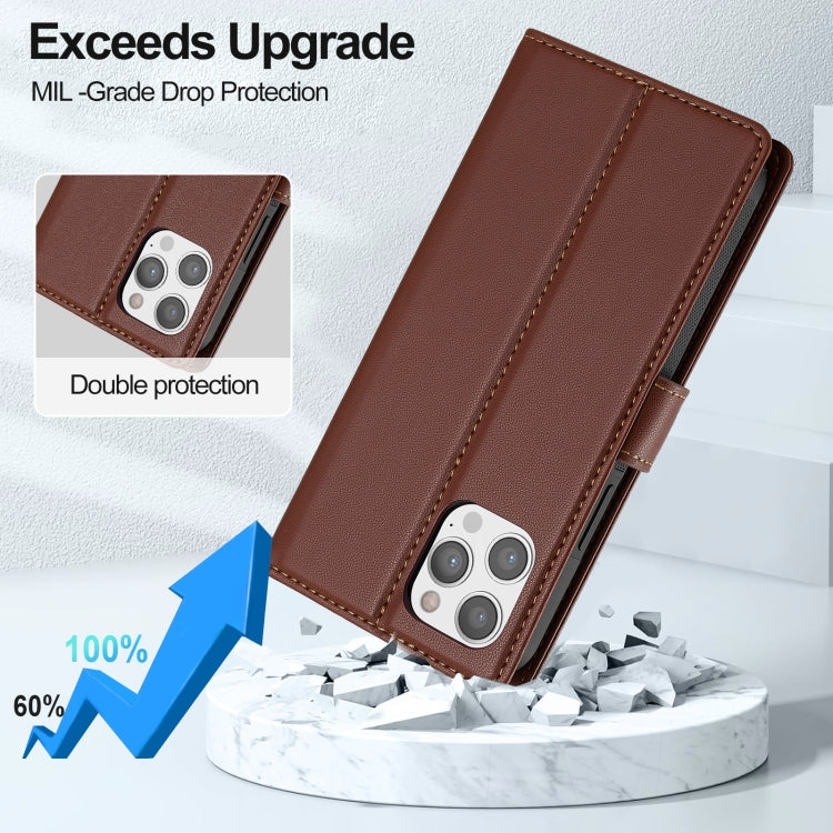 For iPhone 12 / 12 Pro LC.IMEEKE L2 Series Detachable Magsafe PU Phone Case with Lanyard(Brown) - iPhone 12 / 12 Pro Cases by LC.IMEEKE | Online Shopping UK | buy2fix