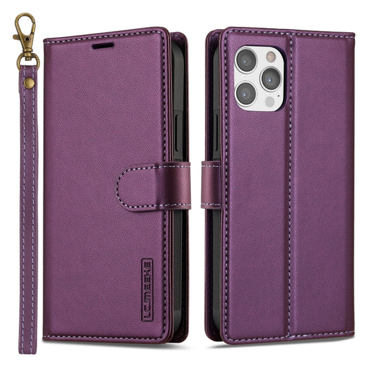 For iPhone 12 / 12 Pro LC.IMEEKE L2 Series Detachable Magsafe PU Phone Case with Lanyard(Purple) - iPhone 12 / 12 Pro Cases by LC.IMEEKE | Online Shopping UK | buy2fix