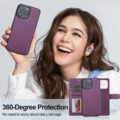 For iPhone 16 Pro LC.IMEEKE L2 Series Detachable Magsafe PU Phone Case with Lanyard(Purple) - iPhone 16 Pro Cases by LC.IMEEKE | Online Shopping UK | buy2fix