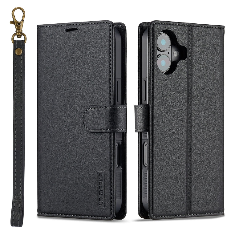 For iPhone 16 Plus LC.IMEEKE L2 Series Detachable Magsafe PU Phone Case with Lanyard(Black) - iPhone 16 Plus Cases by LC.IMEEKE | Online Shopping UK | buy2fix