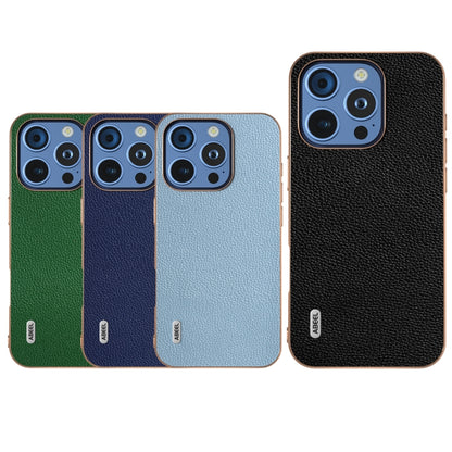 For iPhone 16 Pro ABEEL Genuine Leather Mino Series Nano Plating Phone Case(Green) - iPhone 16 Pro Cases by buy2fix | Online Shopping UK | buy2fix