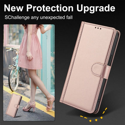 For Motorola Moto G Play 2024 Skin Feel Pure Color Card Slots Leather Phone Case with Dual Lanyard(Rose Gold) - Motorola Cases by buy2fix | Online Shopping UK | buy2fix