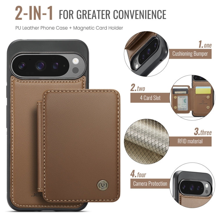 For Google Pixel 9 Pro XL JEEHOOD J05 Business Magnetic Style RFID Leather Phone Case(Brown) - Google Cases by JEEHOOD | Online Shopping UK | buy2fix