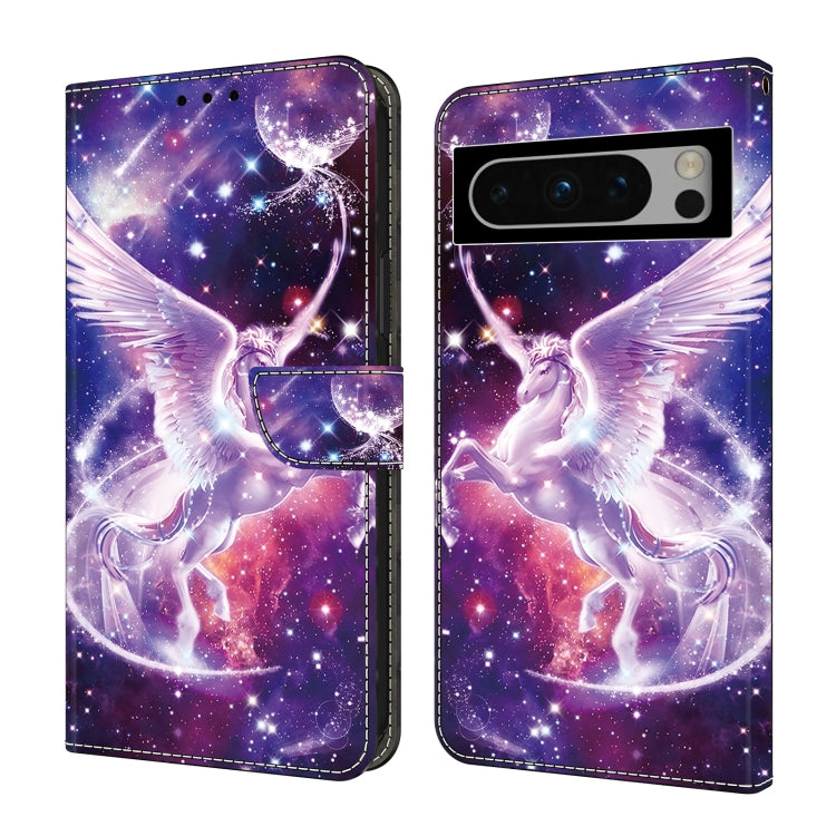 For Google Pixel 9 Pro XL Crystal Painted Leather Phone case(Unicorn) - Google Cases by buy2fix | Online Shopping UK | buy2fix