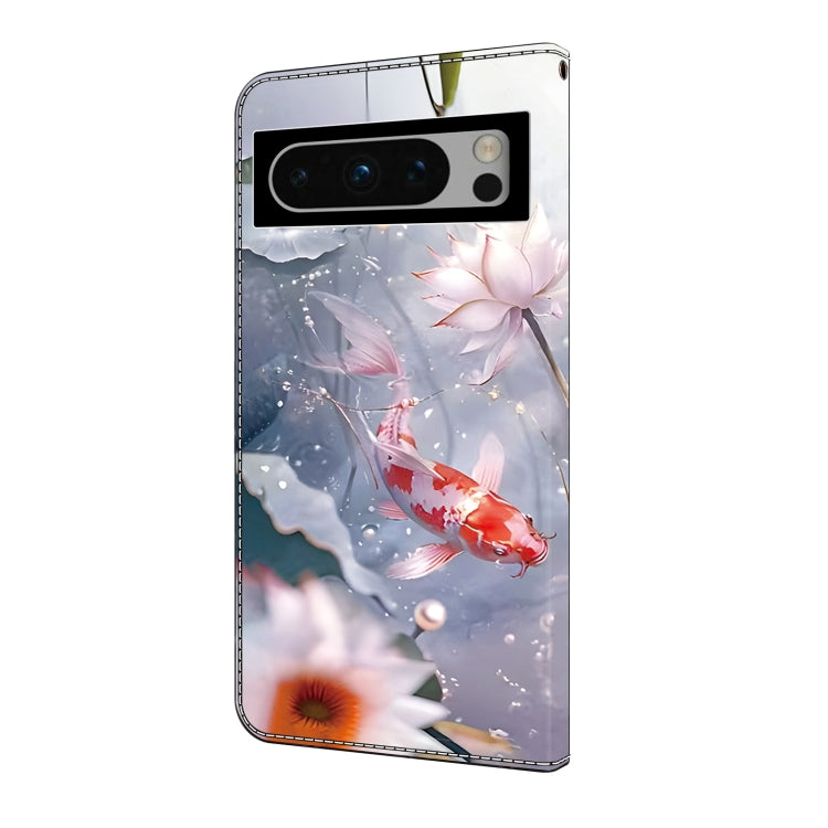 For Google Pixel 9 Pro XL Crystal Painted Leather Phone case(Koi) - Google Cases by buy2fix | Online Shopping UK | buy2fix