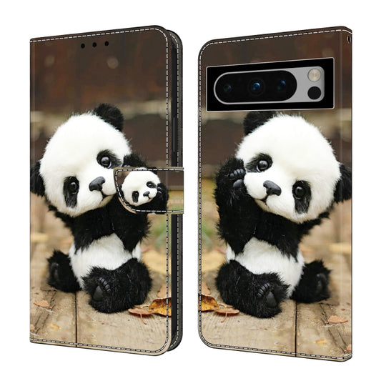 For Google Pixel 9 Pro XL Crystal Painted Leather Phone case(Panda) - Google Cases by buy2fix | Online Shopping UK | buy2fix