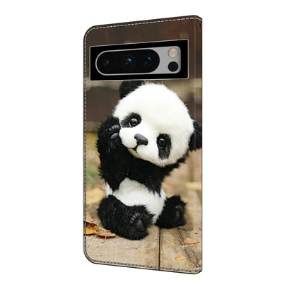 For Google Pixel 9 Pro XL Crystal Painted Leather Phone case(Panda) - Google Cases by buy2fix | Online Shopping UK | buy2fix