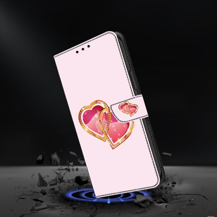 For iPhone 16 Plus Crystal Painted Leather Phone case(Love Peach) - iPhone 16 Plus Cases by buy2fix | Online Shopping UK | buy2fix