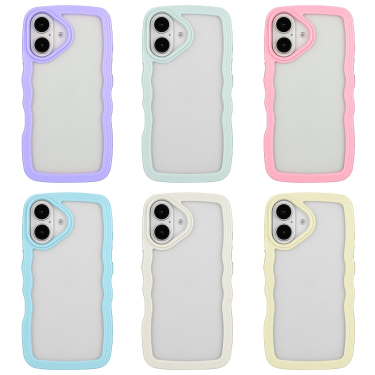 For iPhone 16 Plus Candy Color Wave TPU Clear PC Phone Case(Yellow) - iPhone 16 Plus Cases by buy2fix | Online Shopping UK | buy2fix