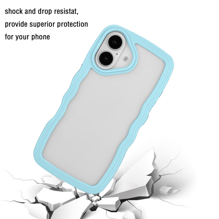 For iPhone 16 Candy Color Wave TPU Clear PC Phone Case(Blue) - iPhone 16 Cases by buy2fix | Online Shopping UK | buy2fix