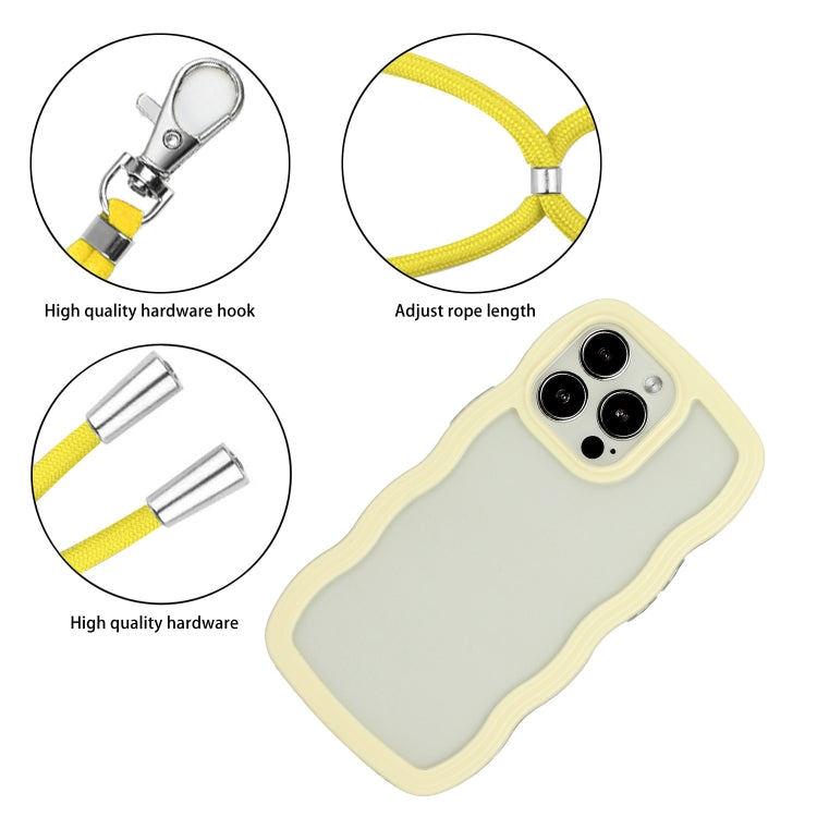 For iPhone 16 Pro Candy Color Wave TPU Clear PC Phone Case with Lanyard(Yellow) - iPhone 16 Pro Cases by buy2fix | Online Shopping UK | buy2fix