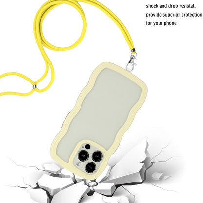 For iPhone 16 Pro Candy Color Wave TPU Clear PC Phone Case with Lanyard(Yellow) - iPhone 16 Pro Cases by buy2fix | Online Shopping UK | buy2fix