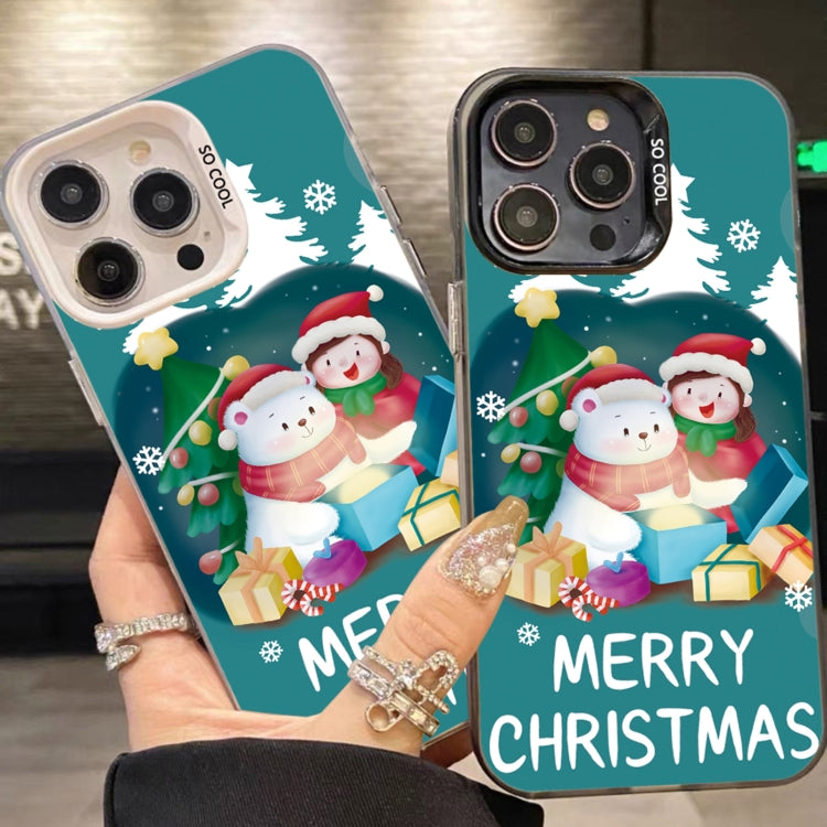 For iPhone 16 Plus Christmas Series PC Full Coverage Pattern Phone Case(CK048 Black) - iPhone 16 Plus Cases by buy2fix | Online Shopping UK | buy2fix