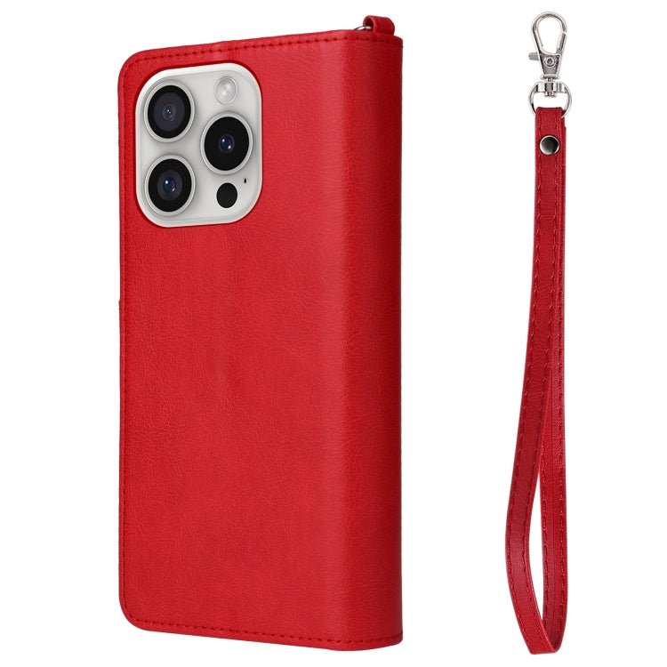 For iPhone 16 Pro Solid Color 2 in 1 Zipper Shockproof Phone Case(Red) - iPhone 16 Pro Cases by buy2fix | Online Shopping UK | buy2fix