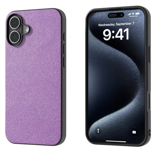 For iPhone 16 Black Frame Glitter Shockproof Phone Case(Purple) - iPhone 16 Cases by buy2fix | Online Shopping UK | buy2fix