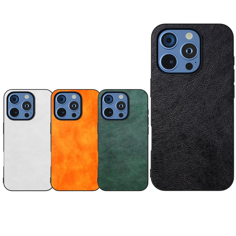 For iPhone 16 Pro Dual Color Lichi Texture PU Phone Case(White) - iPhone 16 Pro Cases by buy2fix | Online Shopping UK | buy2fix