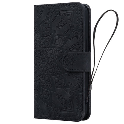 For Google Pixel 9 / 9 Pro Mandala Embossed Dual-Fold Calf Leather Phone Case(Black) - Google Cases by buy2fix | Online Shopping UK | buy2fix