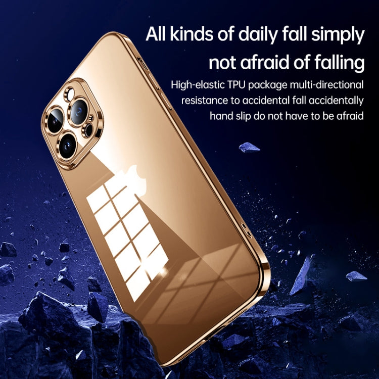 For iPhone 16 Plus SULADA Shine Through Series Plating TPU Transparent Phone Case(Gold) - iPhone 16 Plus Cases by SULADA | Online Shopping UK | buy2fix