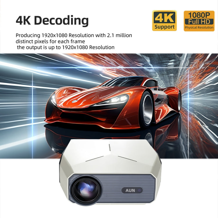 AUN A004 Pro 1920 x 1080P 9000Lumen Android 9.0 Portable LCD Projector, AU Plug(White) - LED Projector by AUN | Online Shopping UK | buy2fix