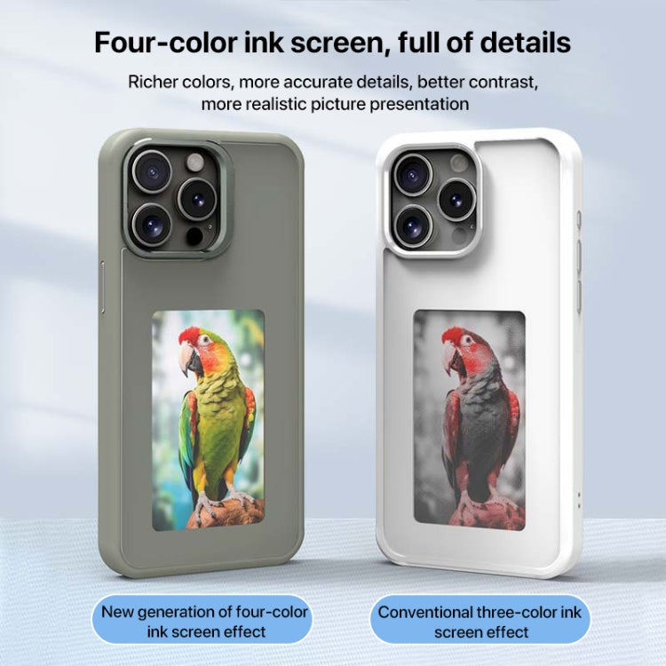 For iPhone 16 Plus Four-Color E-ink Screen NFC DIY Phone Case(White) - iPhone 16 Plus Cases by buy2fix | Online Shopping UK | buy2fix