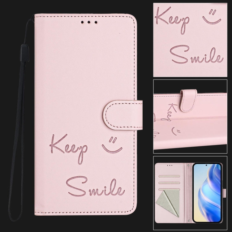 For Samsung Galaxy S25 Ultra 5G Smile Embossing RFID Leather Phone Case(Pink) - Galaxy S25 Ultra 5G Cases by buy2fix | Online Shopping UK | buy2fix