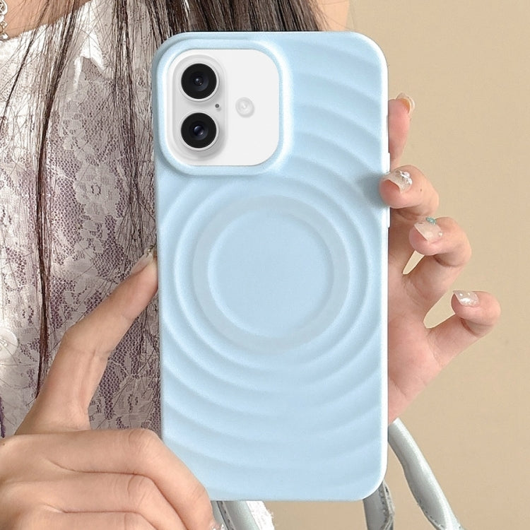 For iPhone 16 Frosted Wave Texture MagSafe Magnetic TPU Phone Case(Blue) - iPhone 16 Cases by buy2fix | Online Shopping UK | buy2fix