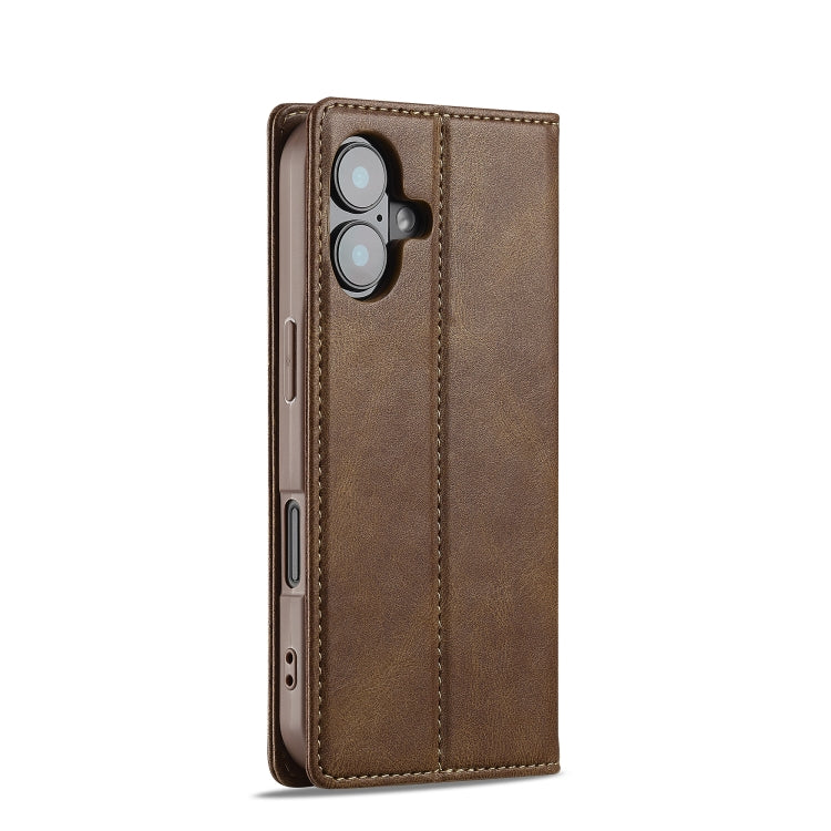 For iPhone 16 Plus LC.IMEEKE RFID Anti-theft Leather Phone Case(Brown) - iPhone 16 Plus Cases by LC.IMEEKE | Online Shopping UK | buy2fix