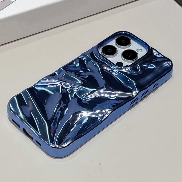 For iPhone 16 Plus Water Ripple Electroplating Paint TPU Phone Case(Dark Blue) - iPhone 16 Plus Cases by buy2fix | Online Shopping UK | buy2fix