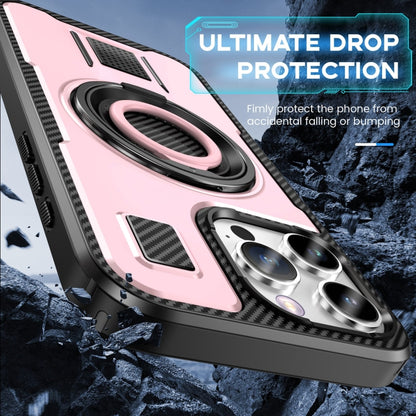 For iPhone 16 Pro Ring Holder Carbon Fiber PC Hybrid TPU Phone Case(Rose Gold) - iPhone 16 Pro Cases by buy2fix | Online Shopping UK | buy2fix