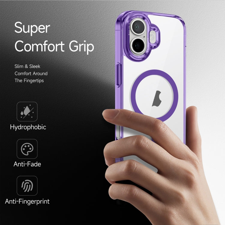 For iPhone 16 Ice Color Magnetic Series Magsafe Magnetic PC Hybrid TPU Phone Case(Purple) - iPhone 16 Cases by buy2fix | Online Shopping UK | buy2fix