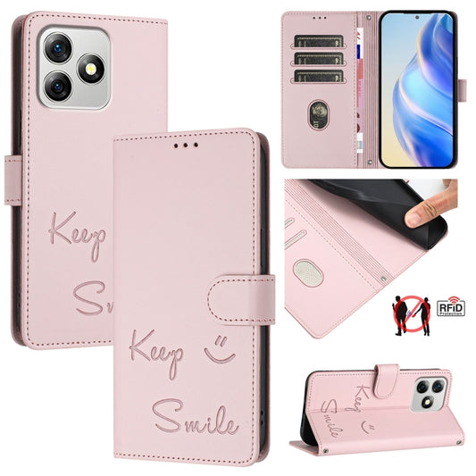 For Ulefone Note 18 Ultra 5G Smile Embossing RFID Leather Phone Case(Pink) - Ulefone Cases by buy2fix | Online Shopping UK | buy2fix