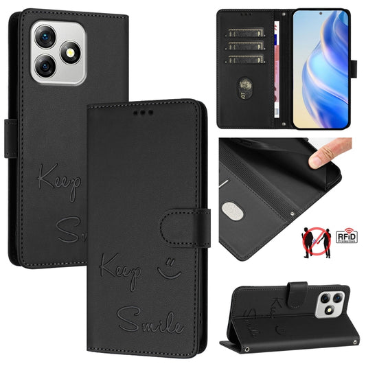 For Ulefone Note 18 Ultra 5G Smile Embossing RFID Leather Phone Case(Black) - Ulefone Cases by buy2fix | Online Shopping UK | buy2fix