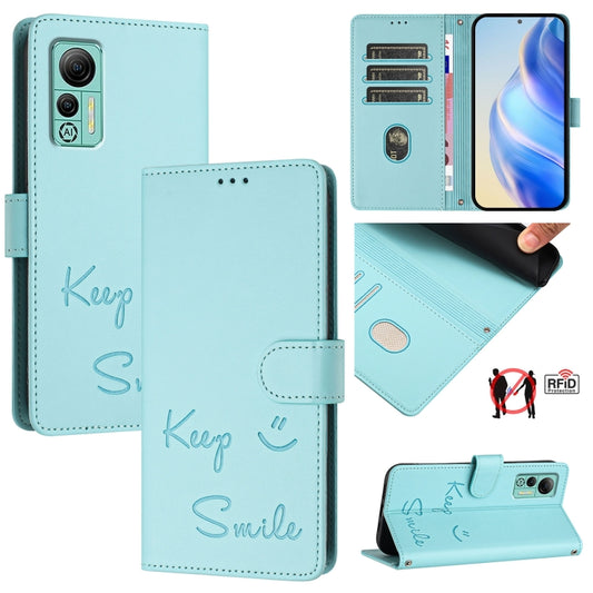 For Ulefone Note 14 Smile Embossing RFID Leather Phone Case(Mint Green) - Ulefone Cases by buy2fix | Online Shopping UK | buy2fix