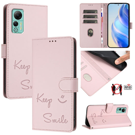 For Ulefone Note 14 Smile Embossing RFID Leather Phone Case(Pink) - Ulefone Cases by buy2fix | Online Shopping UK | buy2fix