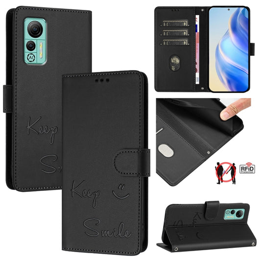 For Ulefone Note 14 Smile Embossing RFID Leather Phone Case(Black) - Ulefone Cases by buy2fix | Online Shopping UK | buy2fix