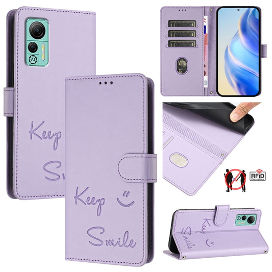 For Ulefone Note 14 Smile Embossing RFID Leather Phone Case(Light Purple) - Ulefone Cases by buy2fix | Online Shopping UK | buy2fix