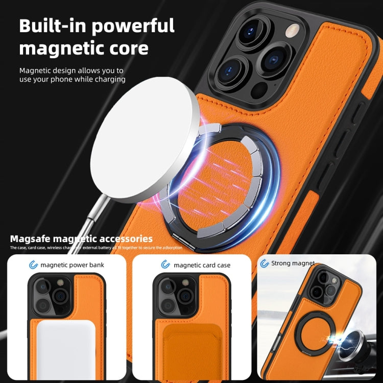 For iPhone 16 Yashi 360 Degree Rotating MagSafe Holder Phone Case(Orange) - iPhone 16 Cases by buy2fix | Online Shopping UK | buy2fix