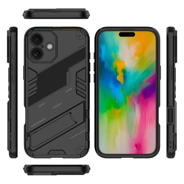 For iPhone 16 Plus Punk Armor 2 in 1 PC + TPU Phone Case with Holder(Black) - iPhone 16 Plus Cases by buy2fix | Online Shopping UK | buy2fix