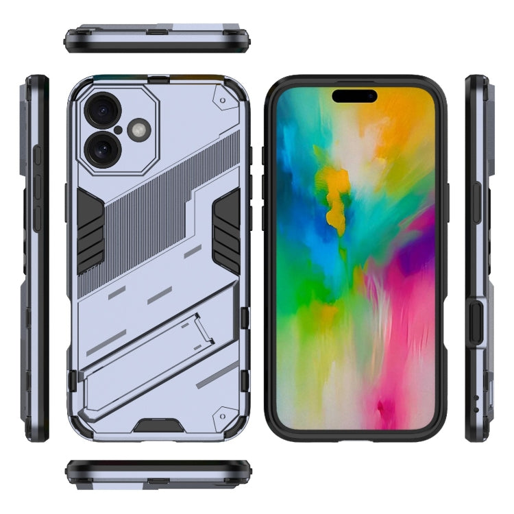 For iPhone 16 Plus Punk Armor 2 in 1 PC + TPU Phone Case with Holder(Grey) - iPhone 16 Plus Cases by buy2fix | Online Shopping UK | buy2fix