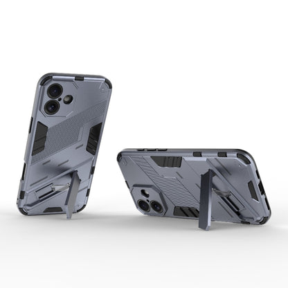 For iPhone 16 Plus Punk Armor 2 in 1 PC + TPU Phone Case with Holder(Grey) - iPhone 16 Plus Cases by buy2fix | Online Shopping UK | buy2fix