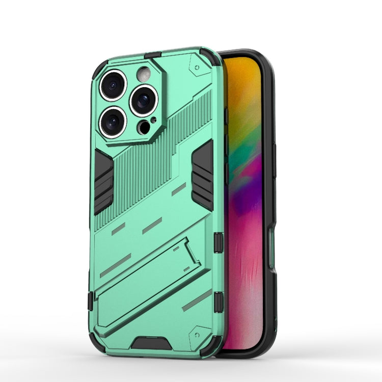 For iPhone 16 Pro Max Punk Armor 2 in 1 PC + TPU Phone Case with Holder(Green) - iPhone 16 Pro Max Cases by buy2fix | Online Shopping UK | buy2fix