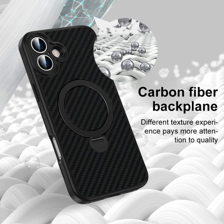 For iPhone 11 Carbon Fiber MagSafe 360 Degree Rotating Holder Phone Case(Black) - iPhone 11 Cases by buy2fix | Online Shopping UK | buy2fix