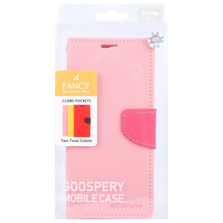 For iPhone 16 Pro Max GOOSPERY FANCY DIARY Cross Texture Leather Phone Case(Pink) - iPhone 16 Pro Max Cases by GOOSPERY | Online Shopping UK | buy2fix