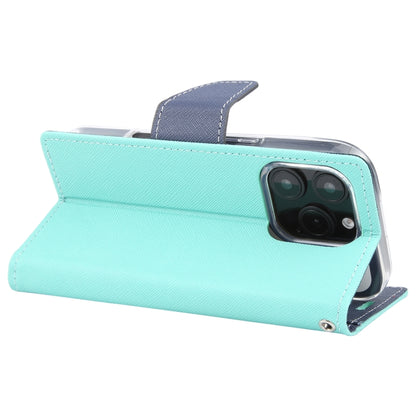 For iPhone 16 Pro Max GOOSPERY FANCY DIARY Cross Texture Leather Phone Case(Mint Green) - iPhone 16 Pro Max Cases by GOOSPERY | Online Shopping UK | buy2fix