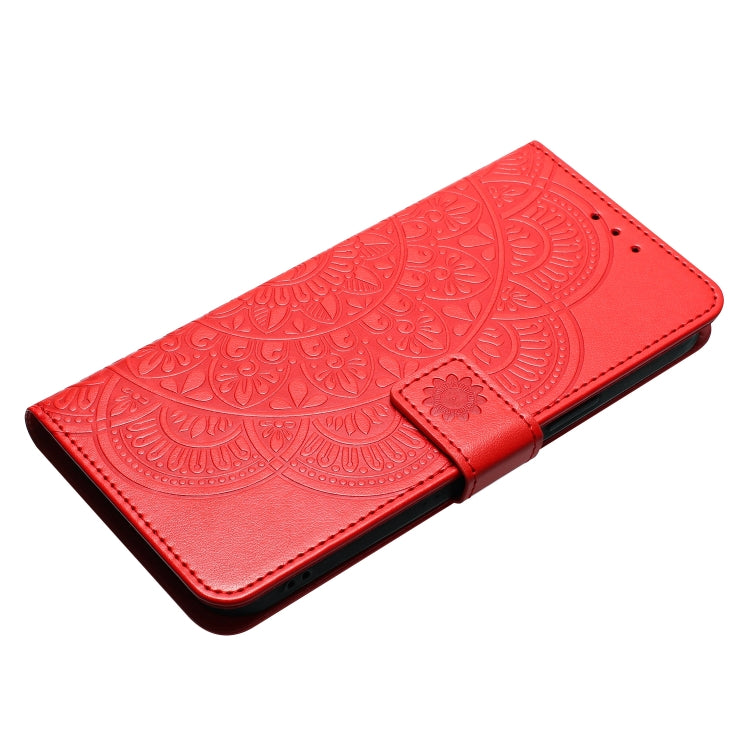 For iPhone 16 Pro Flower Embossed Leather Phone Case(Red) - iPhone 16 Pro Cases by buy2fix | Online Shopping UK | buy2fix