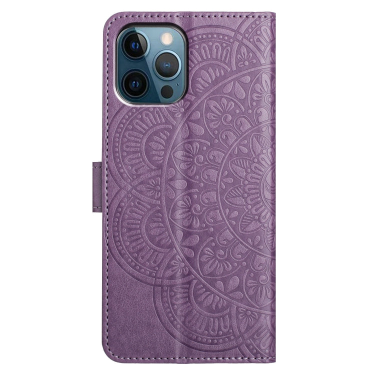 For iPhone 16 Pro Flower Embossed Leather Phone Case(Purple) - iPhone 16 Pro Cases by buy2fix | Online Shopping UK | buy2fix