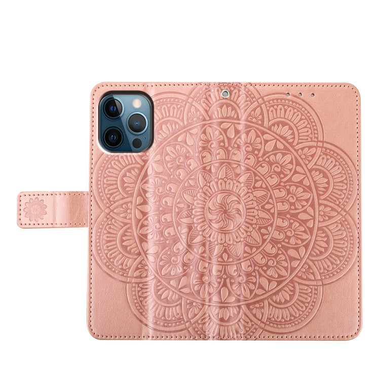 For iPhone 16 Pro Flower Embossed Leather Phone Case(Rose Gold) - iPhone 16 Pro Cases by buy2fix | Online Shopping UK | buy2fix